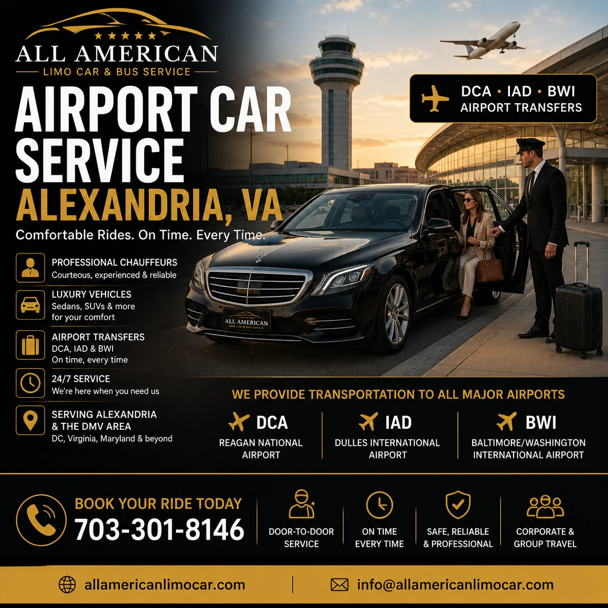 Airport Car Service Alexandria VA – Private DCA, IAD & BWI