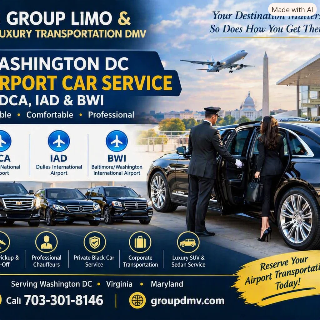 Executive corporate car service with luxury SUV and limousine